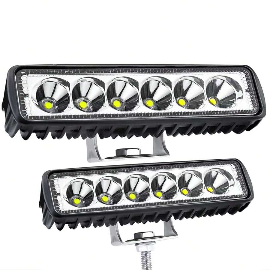2 件 6led 汽車燈條 18w 工作燈聚光燈高亮防水汽車越野 Suv 卡車頭燈行車燈 12v 24v 6000k 適用於越野車卡車駕駛霧燈 Led 頭燈 - 黑色 - 查看 1