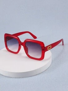 1pc Square Frame Fashion Glasses For Kids Aged 3-14 - Red - View 1