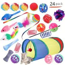 24-Piece Cat Toy Set For Cat Teasing Channel Ring Paper Tunnel Tunnel Pet Toy - Multicolor - View 1