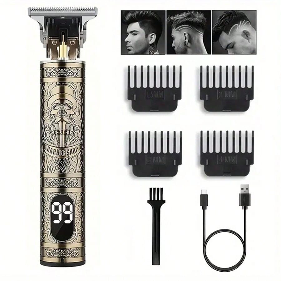 1pc Rechargeable Professional Men's Electric Hair Clipper, Zero Gap