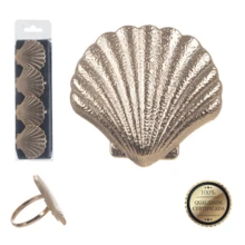 Kit 8 Anéis Argola Porta Guardanapo de Mesa Posta Concha do Mar - Dourado - Visão 2