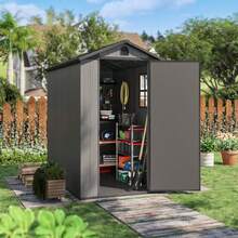 Patiowell 4 Ft X 6 Ft Plastic Shed For Outdoor Storage,Resin Shed With Window For Garden,Backyard,Tool Storage Use - Grey - View 2
