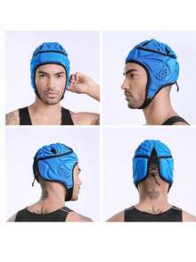 1PC Soft Shell Flag Football Helmet 7v7 Rugby Helmet Scrum Cap Soccer Padded Headgear Adjustable Head Protector For Adults-Blue - Blue - View 9