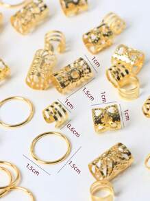 80个装太阳图案发圈，女士混搭发夹套装，夏季沙滩配饰，音乐节，假日，派对，编发装饰，学校用品，大学，美发配件 - 金色 - 查看 5