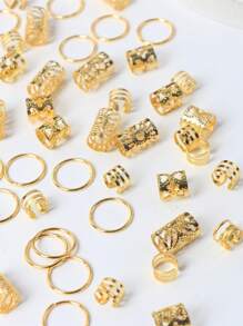 80个装太阳图案发圈，女士混搭发夹套装，夏季沙滩配饰，音乐节，假日，派对，编发装饰，学校用品，大学，美发配件 - 金色 - 查看 6