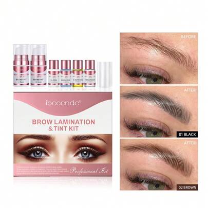 ibcccndc Kit de perfilado y tinte de cejas, incluye un juego completo de herramientas, fácil de usar, efecto de larga duración, kit de permanente y tinte de cejas DIY, levantamiento y perfilado de cejas, apto para uso doméstico o salón