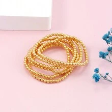 6 sztuk Dziewczyny 4 MM Złoty kolor Zroszony Bransoletki & Bransoletka na nogę Komplety Biżuterii , Odpowiedni Dla Festiwal Prezent urodzinowy I Impreza Akcesoria - Żółte złoto - Zobacz 3