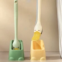 带壁挂式支架的马桶刷，无盲点浴室清洁刷套装，家用无需钻孔 - 黃色 - 查看 2