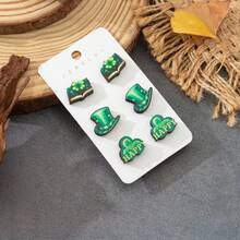 3入組愛爾蘭節日主題耳環,含綠色耳釘、盆栽耳環和可愛耳環,適用於聖帕特裡克節 - 彩色 - 查看 2