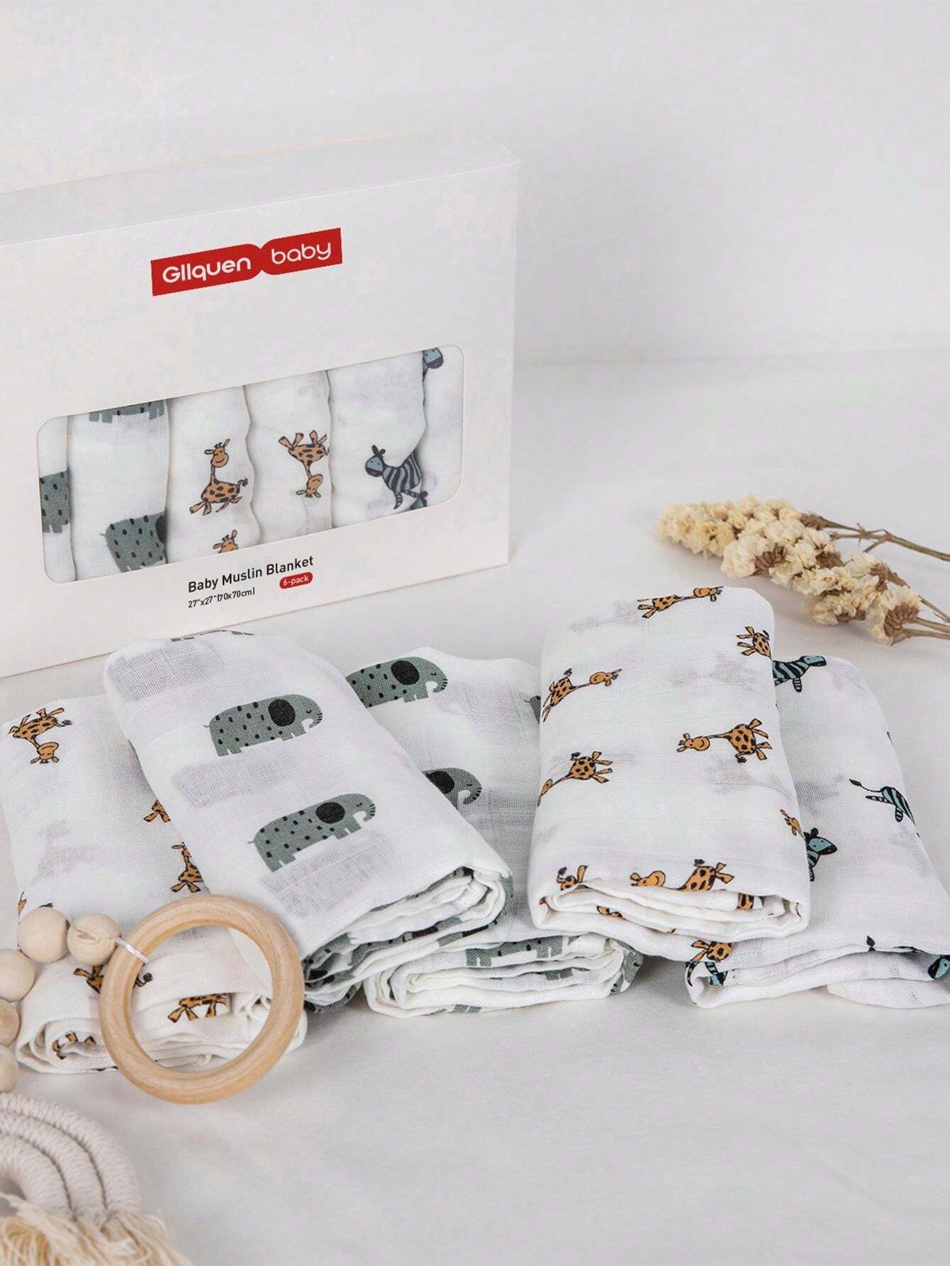 6 Packs Baby Receiving Blanket Boy Muslin Swaddle Blankets Girl Newborn