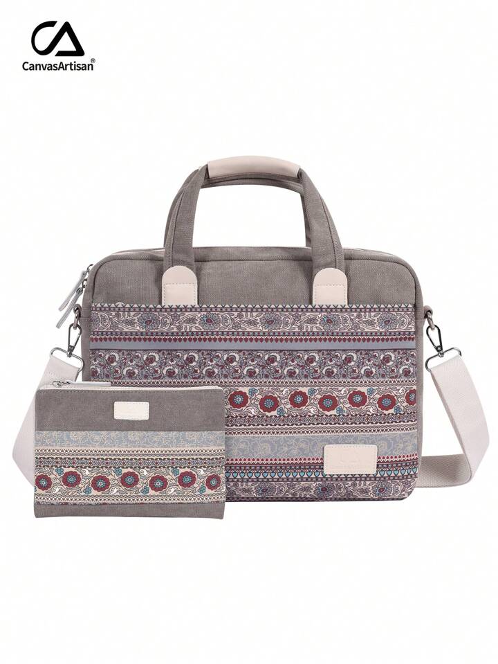 Canvas Artisan Laptop Briefcase Anti Collision Business Bag Canvas Laptop Bag Compatible With HP Dell Laptop Bags Laptop Briefcases Compatible With Macbook SHEIN