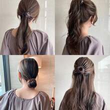 1个鸟巢发带，慵懒发夹板发带，高马尾固定夹，时尚发带，情人节情侣礼物，发饰工具，发髻发夹，发髻器，发髻发片，发型针，头部饰品 - 彩色 - 查看 5