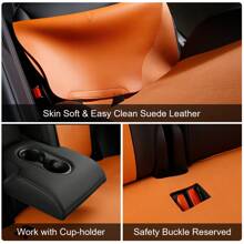 1 Full Set Car Seat Covers Fit For 2020-2024 Tesla Y V1 Style Front + Second Row Breathable Easy Clean Suede Seat Covers Leather Driver Seat Cushion Protector Cover Car Accessories Interior Best Car Accessories For New Year - trái cam - Xem 8
