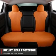 1 Full Set Car Seat Covers Fit For 2020-2024 Tesla Y V1 Style Front + Second Row Breathable Easy Clean Suede Seat Covers Leather Driver Seat Cushion Protector Cover Car Accessories Interior Best Car Accessories For New Year - trái cam - Xem 6