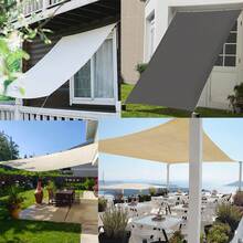 陰影帆天篷防水pes聚酯綠色溫室遮陽網,附帶免費繩子和環套,適用於戶外花園廣場酒會。防水太陽遮篷防水pes聚酯矩形花園遮雨棚,帶免費繩子和環扣,適用於戶外庭院花園和露台 - 淺灰色 - 查看 5