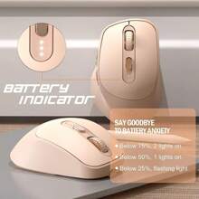 X7 2.4g無線滑鼠藍牙滑鼠,雙模式辦公室滑鼠,帶電池指示燈,type-c可充電遊戲滑鼠,5段可調dpi,pixart 3212,65g超輕滑鼠適用於windows / Android - 米色 - 查看 4