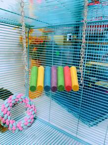Brinquedos Para Papagaios E Periquitos-de-rabo-longo, Brinquedos Coloridos De Balanço Para Gaiolas De Pé Ou Suspensas Para Papagaios De Pele De Tigre, Periquitos-de-rabo-longo, Papagaios Conus, Mainás, Lovebirds, Periquitos-australianos, Periquitos E Pontas De Papagaio, Acessórios De Gaiola De Suspensão De Ponte De Madeira Para Pendurar (1peça) - Multicolorido - Visão 3