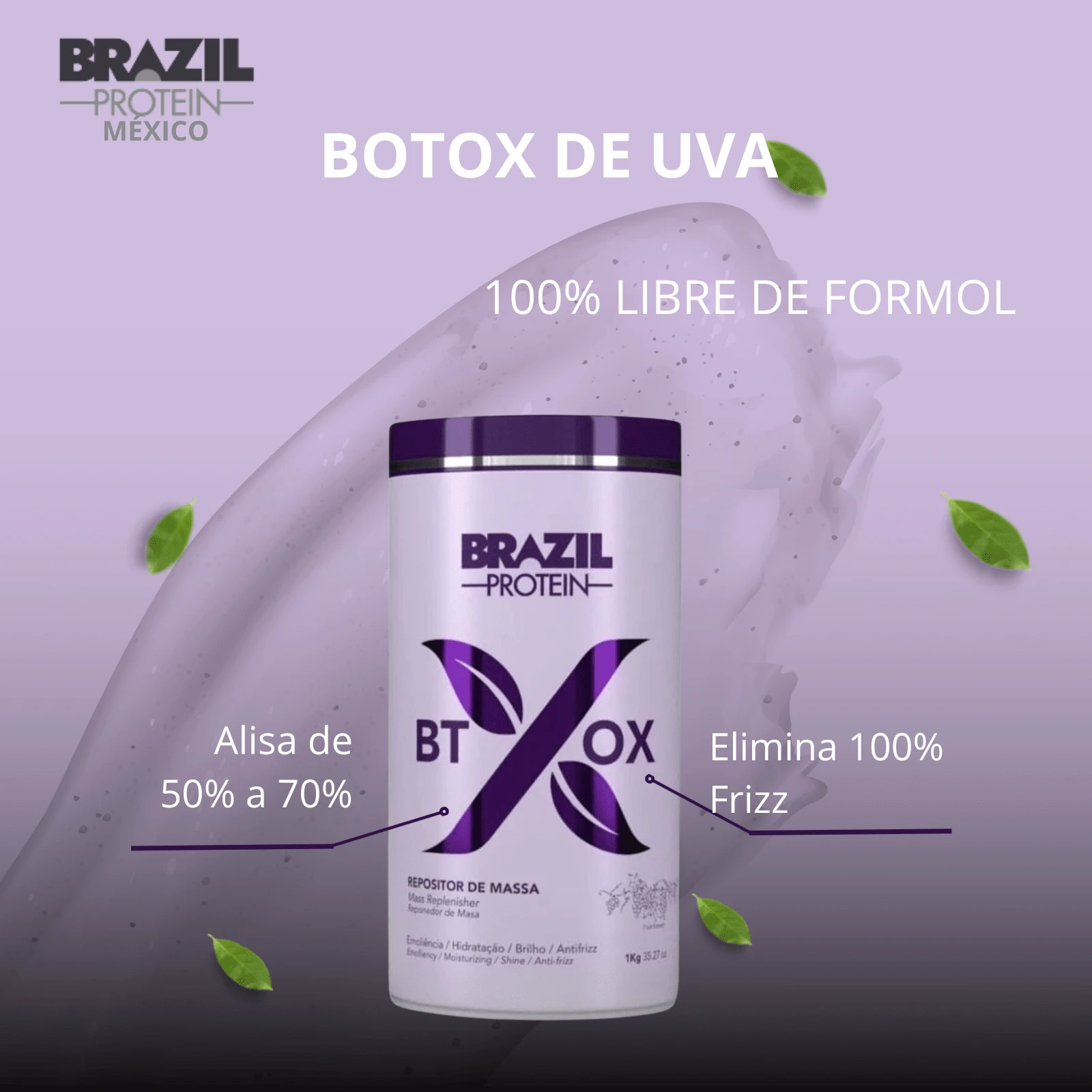 Elimina Frizz Hidrata Tratamiento Capilar Cabello Dañado Tratamiento en Crema Botox de Uva Brazil Protein Cabello Rubio con Matiz  1KG - Morado - Ver 1