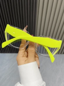 1 件女士时尚双色框架眼镜，日常配饰，厚框透明镜片，适合日常佩戴透明眼镜配件 - 彩色 - 查看 8