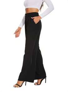 Straight Dress Pants Comfortable Cool Elegant Stretch Casual Wide Leg Pants Women - Khaki - View 5