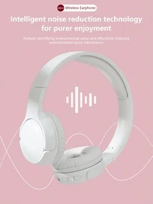 AKKHOO 無線耳罩式耳機,可摺疊立體聲音效,搭載jerry 5.3晶片,長達超長電池壽命及智慧降噪功能,適用於遊戲 - 白色 - 查看 4