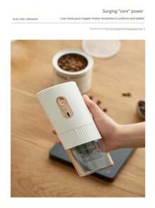 A Usb Powered Coffee Grinder, Small Portable Coffee Bean Mill For Kitchen, Household Electric Coffee Machine Charging Espresso Mill - White - View 4