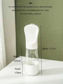 1pc Portable Pet Travel Water And Food Container, 2-In-1 Water And Food Cup For Cat And Dog, Outdoor Water Bottle For Pet Owners, White - White - View 3