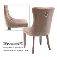 2/4/6 Piece Set Velvet Upholstered Dining Chairs, Wingback  Side Chairs Button Tufted With Solid Wood Legs For Kitchen,Dining Room. - Khaki - View 7