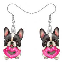 Acrylic Ngày lễ tình nhân Donut Chó bun pháp Chó Cún con Dangle Thả hoa tai Thú cưng Đồ trang sức Đối với phụ nữ Cô gái Lãng mạn Lễ hội Món quà - Màu Hồng Tươi - Xem 1