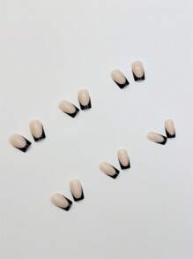 24入組肉粉色法式假指甲，需使用黏合劑，閃亮按壓式指甲，女性可穿戴的指甲藝術貼紙，完全成品假指甲，美甲用品 - 彩色 - 查看 4