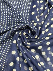 优雅沙滩配饰 1 件装简约印花围巾，女士真丝披肩，防晒沙滩巾，时尚披肩，春夏秋冬皆宜的包头巾 - 藏蓝色 - 查看 4