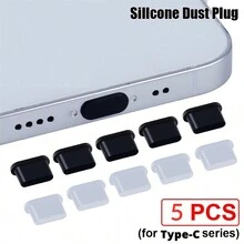 5入組矽膠手機防塵塞,type C 型號手機充電口保護套,橡膠防塵塞套 - 無色 - 查看 1