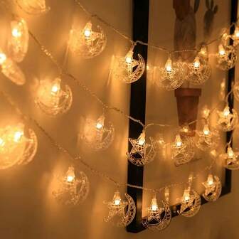 1pc 1.5m/3m Led Festival Decoration String Light Star Moon Fairy Light With Star & Moon Castle Shaped Battery-Powered Lamp