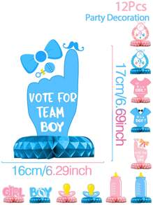 12 đồ trang trí tổ ong theo phong cách quần áo màu xanh và hồng, vật dụng trang trí nền tiệc tiết lộ giới tính theo chủ đề bánh rán, đồ trang trí bàn phòng tiệc, Giáng sinh - Nhiều màu - Xem 5