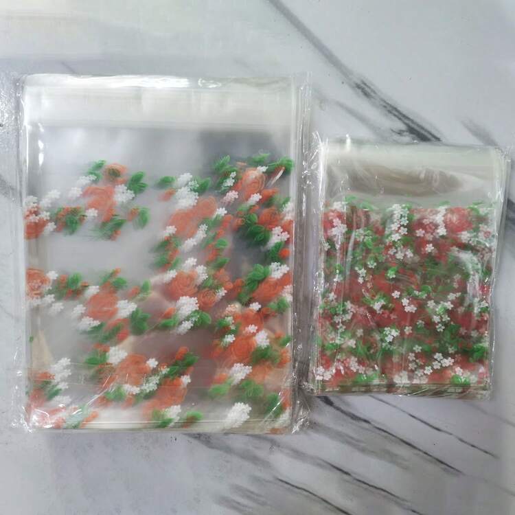 100入組玫瑰印花自粘糕點包裝袋-適用於曲奇,糖果和巧克力-易於使用和重複使用,適用於節日和宴會-隨機顏色 - 彩色 - 查看 4