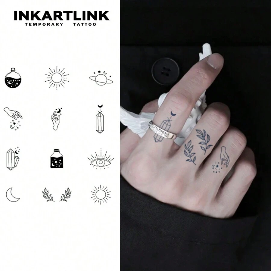 Tattwo.me – Tatuaje temporal para adultos y niños, dura 2 semanas, resistente al agua –Cabeza de Mickey en arte lineal – Tinta de origen vegetal