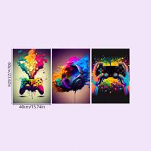 3pcs Canvas Poster, Modern Art, Color Gaming Poster, Ideal Gift For Bedroom Living Room Corridor, Wall Art, Wall Decor, Fall Decor, Room Decoration, No Frame Gifts Birthday Graduation - Multicolor - View 7