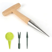 Gardtech 4pcs Bulb Planter Tools - Stainless Steel Dibber With Calibration - Silver - View 1