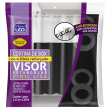 Cortina Para Box de Banheiro Preta Bege Branca Cinza 1,38m x 1,98m Pvc Impermeável Com Ilhós - Preto - Visão 3