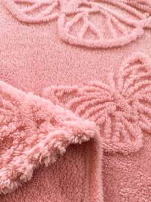 1pc Thickened Boho Style Butterfly Jacquard Faux Fur Fleece Blanket, Soft & Warm, Dual-Use As Bed Throw, Wall Hanging, Office/Car/Travel Blanket, Suitable For All Seasons - Pink - View 6