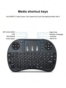 普通小尺寸鍵盤,觸控板2.4g無線usb鍵盤,遊戲無線鍵盤 - 黑色 - 查看 4