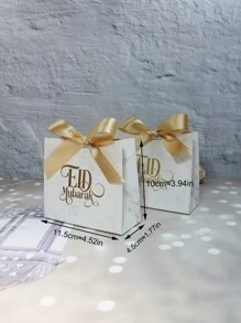 Eid Al-Adha Mubarak Elevate Your Festivities With 5PCS Eid Al Adha Eid Mubarak Candy Gift Boxes - Perfect For Celebrations, Ramadan Kareem, Eid Al-Fitr, Iftar, Suhoor, Table Decoration, And Heartfelt Welcome Presents - Light Grey - View 2