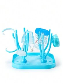 1pc Coral-Tree-Shaped Baby Bottle Drying Rack With Drain Board, Baby Bottle Storage Box And Holder