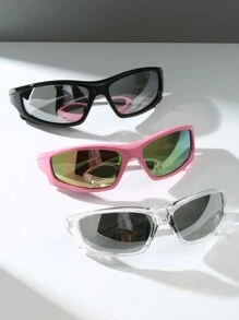 Gafas de moda de estilo deportivo Y2K con marco de PC envuelto en múltiples colores, adecuadas para actividades al aire libre, fiestas, conducir, festivales de música, accesorios para sombra de la calle, accesorios de playa para mujeres, para verano, vacaciones en la playa, exterior, viajes - Multicolor - Ver 12