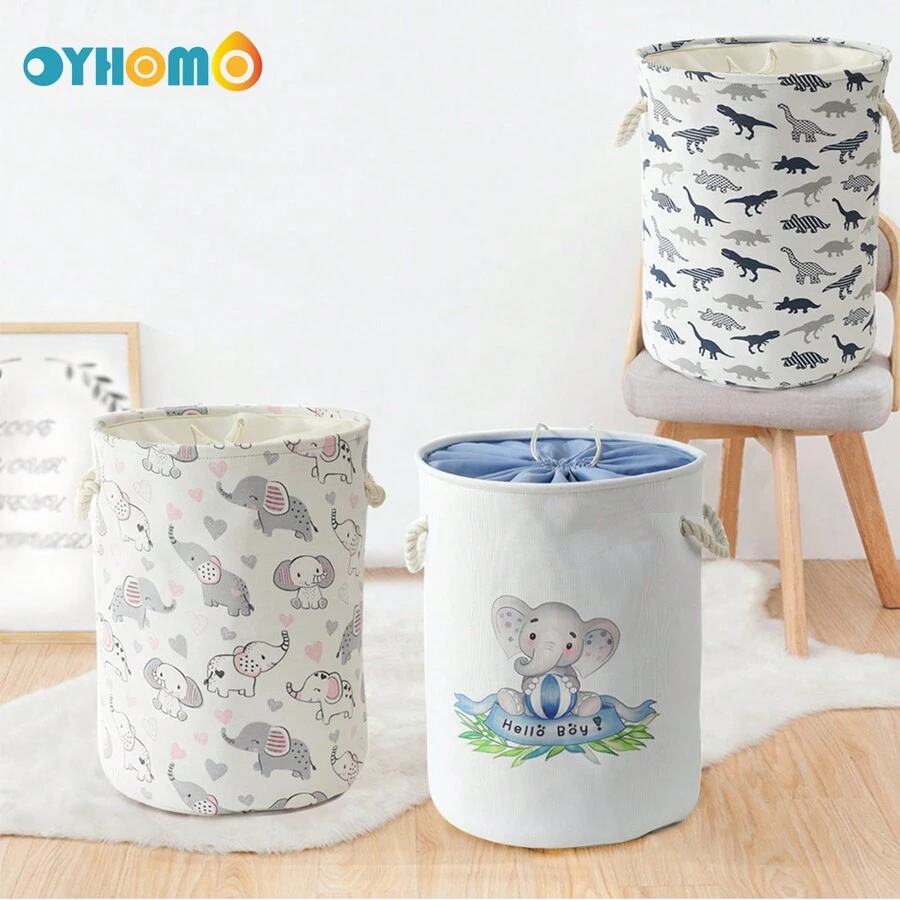 OYHOMO 1 Miếng Thú vật Chủ đề Giỏ giặt Với dây rút Có thể thu gọn Rửa Dày Chất vải Giỏ lưu trữ Bin Đối với Tổ chức Quần áo Đồ Chơi - động vật - Xem 1