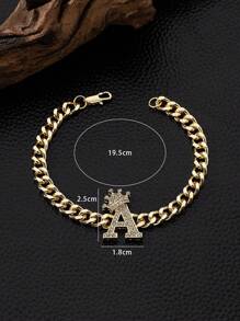 1條簡約時尚心形手鏈,附有26個字母吊墜,復古且個性化的設計 - 金黃色 - 查看 2