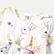 Patpat 嬰兒女童全兔印花長袖naia™連衣裙 - 彩色 - 查看 3