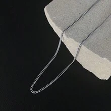 1pc Minimalist Style Men's Fashionable Stainless Steel Chain Necklace, Thin Choker