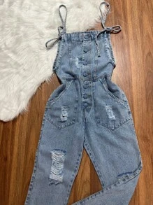 Women Denim Overalls & Jumpsuits - Rửa trung bình - Xem 2