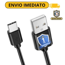 Cabo Carregador Tipo C 1 Compativel Com A8 S8 S9 A31 A32 A71 A73 A51 Top - Preto - Visão 1